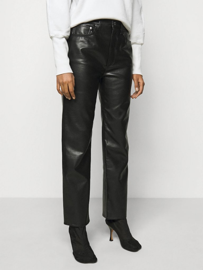 Agolde 90's Pinch Waist Recycled Leather High Rise Pants Size 29 Detox Black